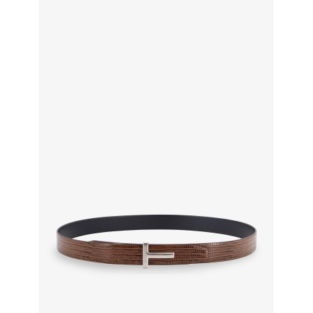 Crocodile-effect leather belt