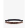 Crocodile-effect leather belt