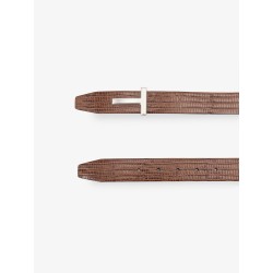 Crocodile-effect leather belt