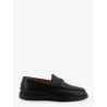 Leather loafers with metal logo