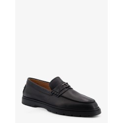 Leather loafers with metal logo