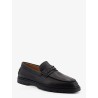 Leather loafers with metal logo
