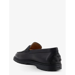 Leather loafers with metal logo