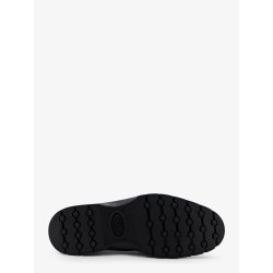 Leather loafers with metal logo