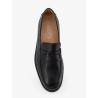 Leather loafers with metal logo