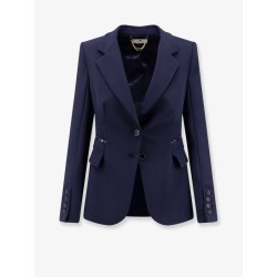 Slim fit blazer with gold logo clamps