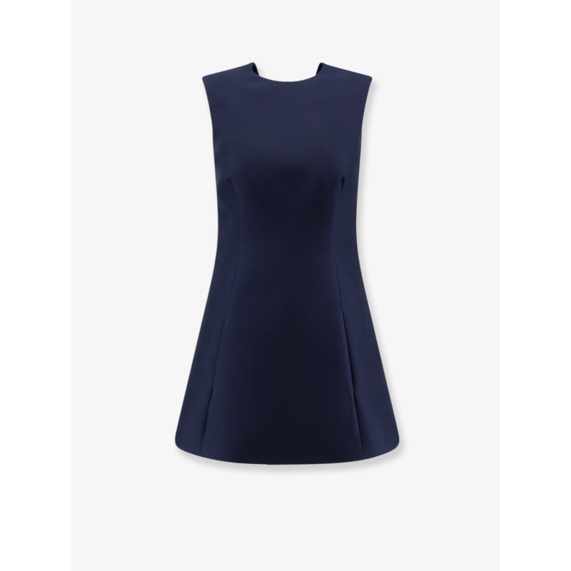 A-line merino wool and silk blend short dress