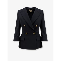 Stretch fabric blazer with logoed cufflinks