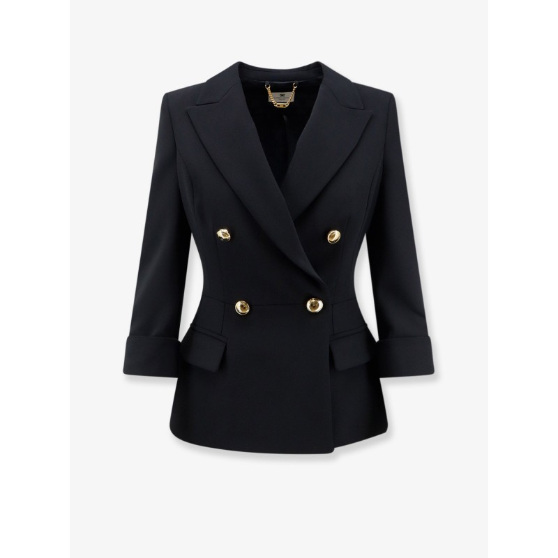 Stretch fabric blazer with logoed cufflinks