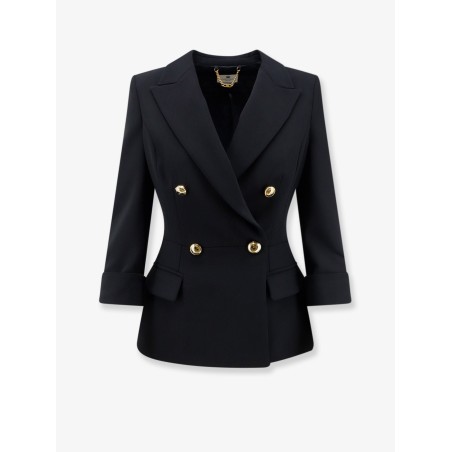 Stretch fabric blazer with logoed cufflinks