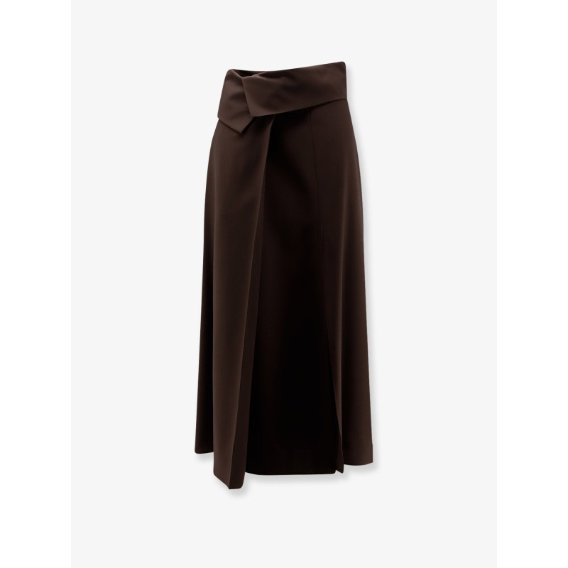 Stretch virgin wool long skirt