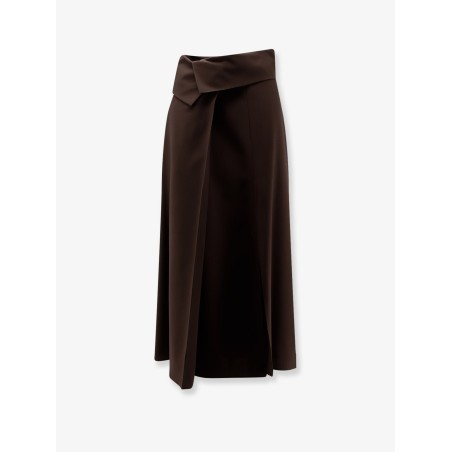 Stretch virgin wool long skirt