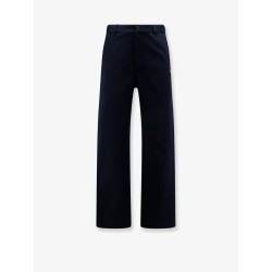 Denim trousers with contrasting embroidered logo