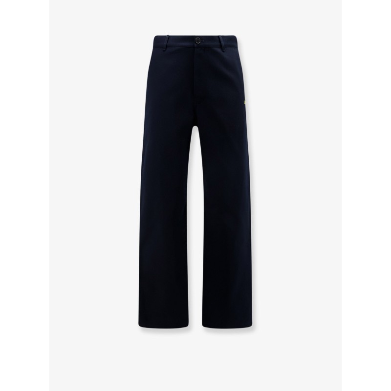 Denim trousers with contrasting embroidered logo