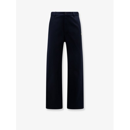 Denim trousers with contrasting embroidered logo