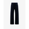 Denim trousers with contrasting embroidered logo