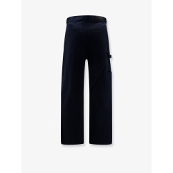 Denim trousers with contrasting embroidered logo
