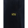 Denim trousers with contrasting embroidered logo