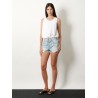 Paula's Ibiza-Blue denim bermuda shorts with frayed edges