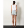 Paula's Ibiza-Blue denim bermuda shorts with frayed edges