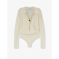 Viscose blend bodysuit with jewel charm detail