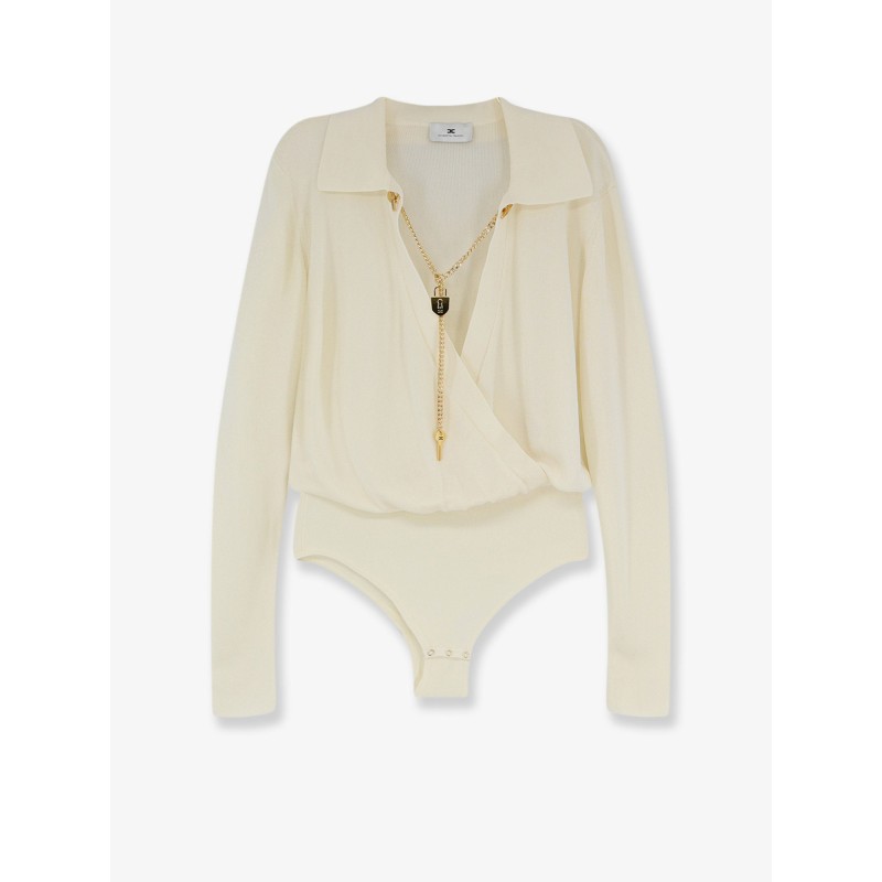 Viscose blend bodysuit with jewel charm detail