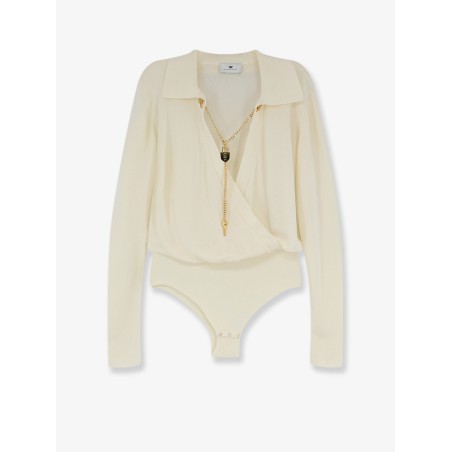 Viscose blend bodysuit with jewel charm detail