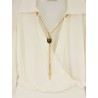 Viscose blend bodysuit with jewel charm detail