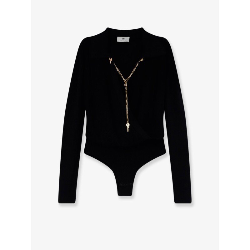 Viscose blend bodysuit with jewel charm detail
