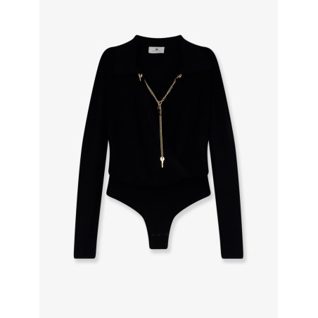 Viscose blend bodysuit with jewel charm detail
