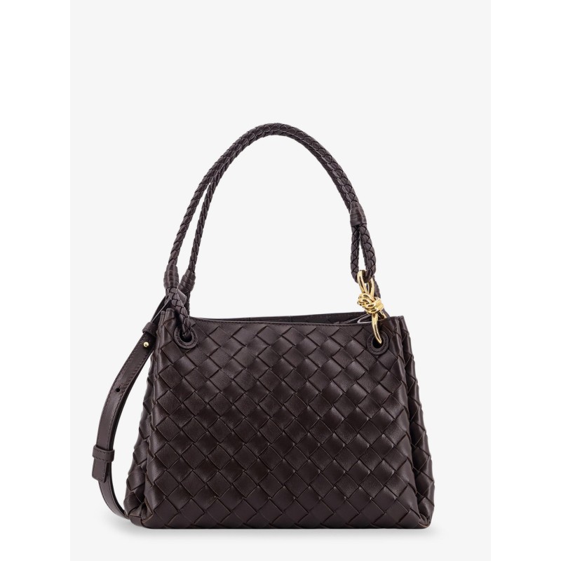 Parachute leather shoulder bag with Intrecciato pattern and Knot detail