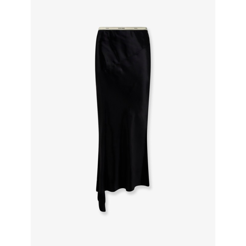 Viscose satin midi skirt