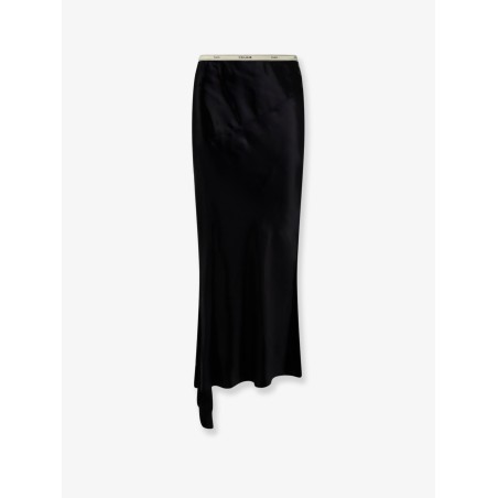 Viscose satin midi skirt