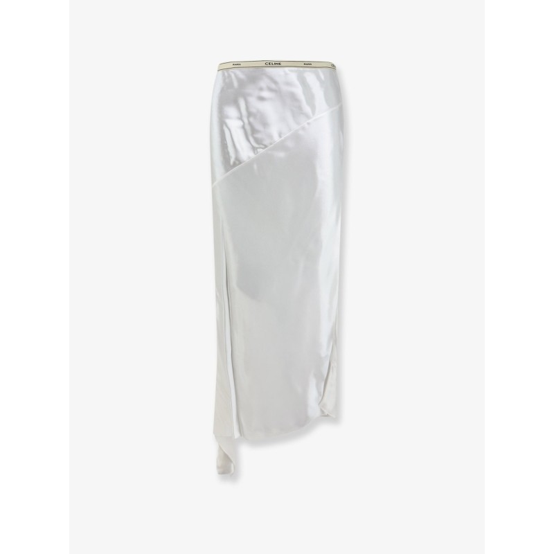 Viscose satin midi skirt