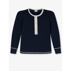 Cotton sweater with contrasting inserts