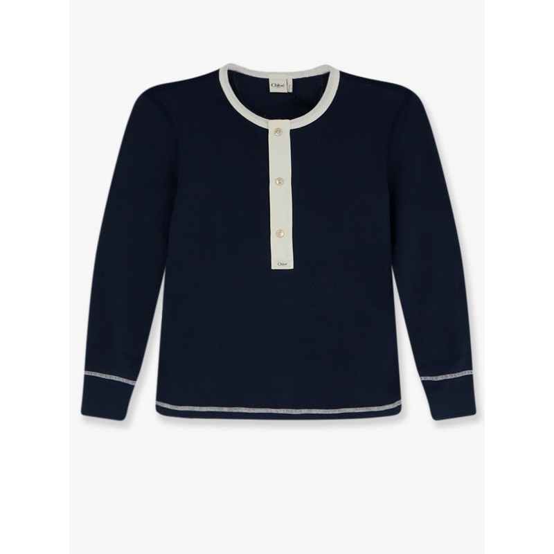 Cotton sweater with contrasting inserts
