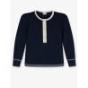 Cotton sweater with contrasting inserts