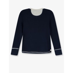 Cotton sweater with contrasting inserts