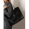 Leather shoulder bag with logo