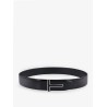 Leather belt with enameled logo