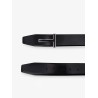 Leather belt with enameled logo