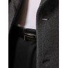 Leather belt with enameled logo