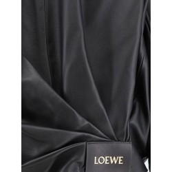 Cropped leather jacket with back logo patch