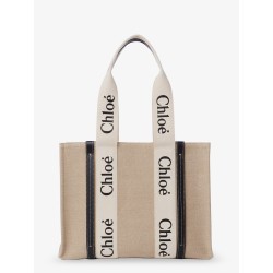 Woody linen shoulder bag with front lettering logo
