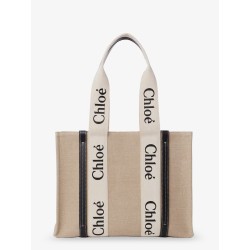 Woody linen shoulder bag with front lettering logo