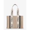 Woody linen shoulder bag with front lettering logo
