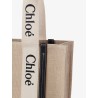 Woody linen shoulder bag with front lettering logo