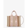 Woody linen canvas and leather crossbody bag