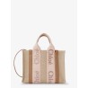 Woody linen canvas and leather crossbody bag