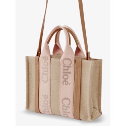 Woody linen canvas and leather crossbody bag